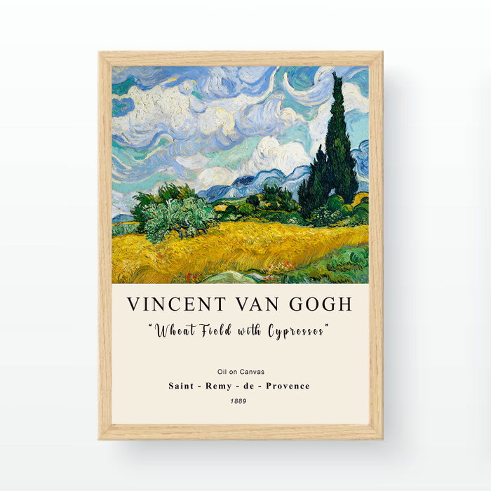 Wallity Cuadro Decorativo Wheat Field with Cypresses de Vincent van Gogh 35 x 45 cm Wallity Cuadro Decorativo Wheat Field with Cypresses de Vincent van Gogh 35 x 45 cm